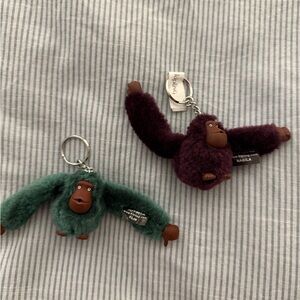 Kipling Monkey Keychain Set - Green and Purple